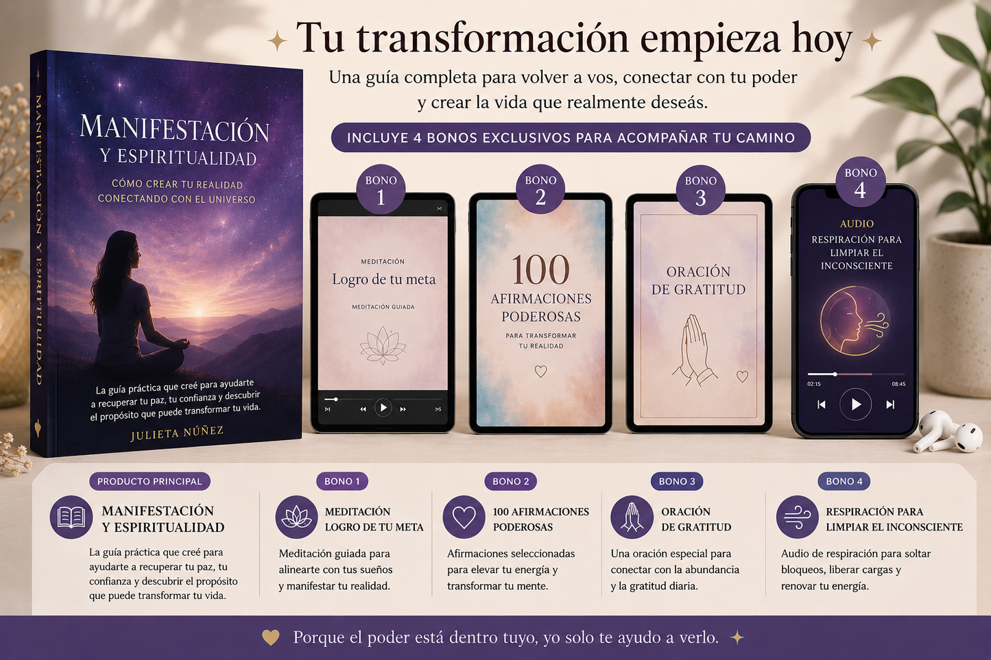 Guía práctica de Manifestación + 4 Bonos de Regalo